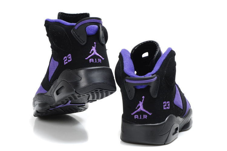 Comfortable Air Jordan 6 Black Purple For Kids - Click Image to Close